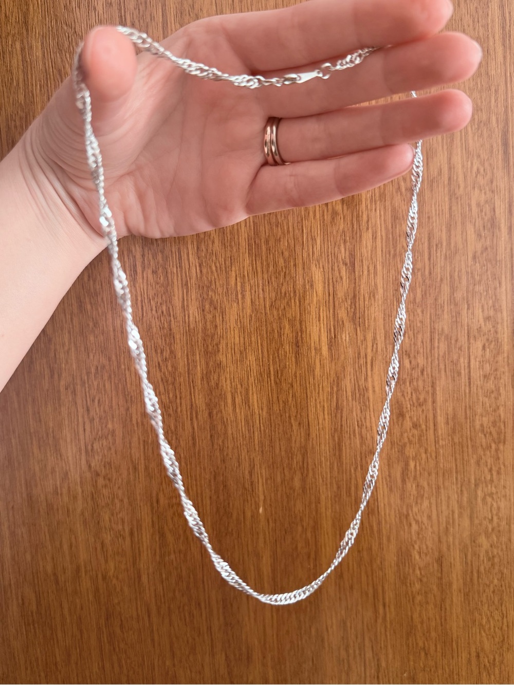 Silver Twisted Rope Necklace - Marked 18KRGF